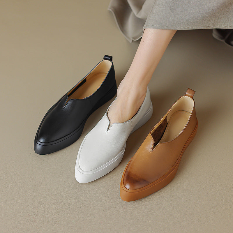 Sophia Women’s Leather Slip-On Shoes – Comfort Full-Grain Leather Sneakers