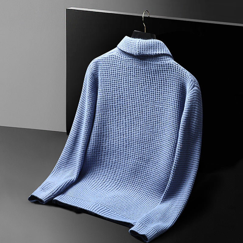 Matthew Men’s Waffle Knit Cardigan – Premium Knit Blend & Shawl Collar