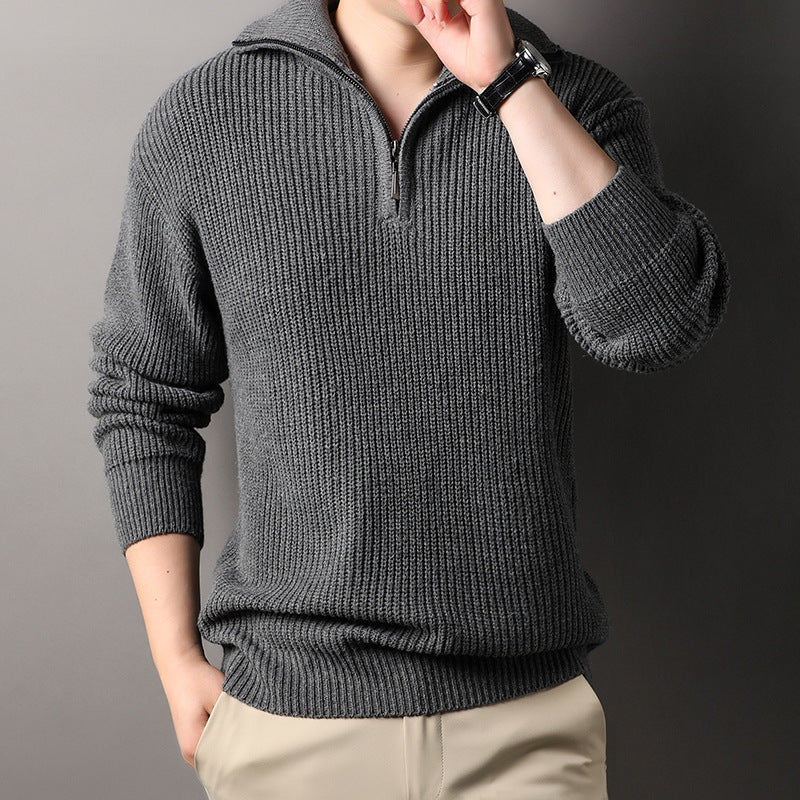 Jourdan Men’s Half Zip Sweater – Thick Ribbed Knit Pullover