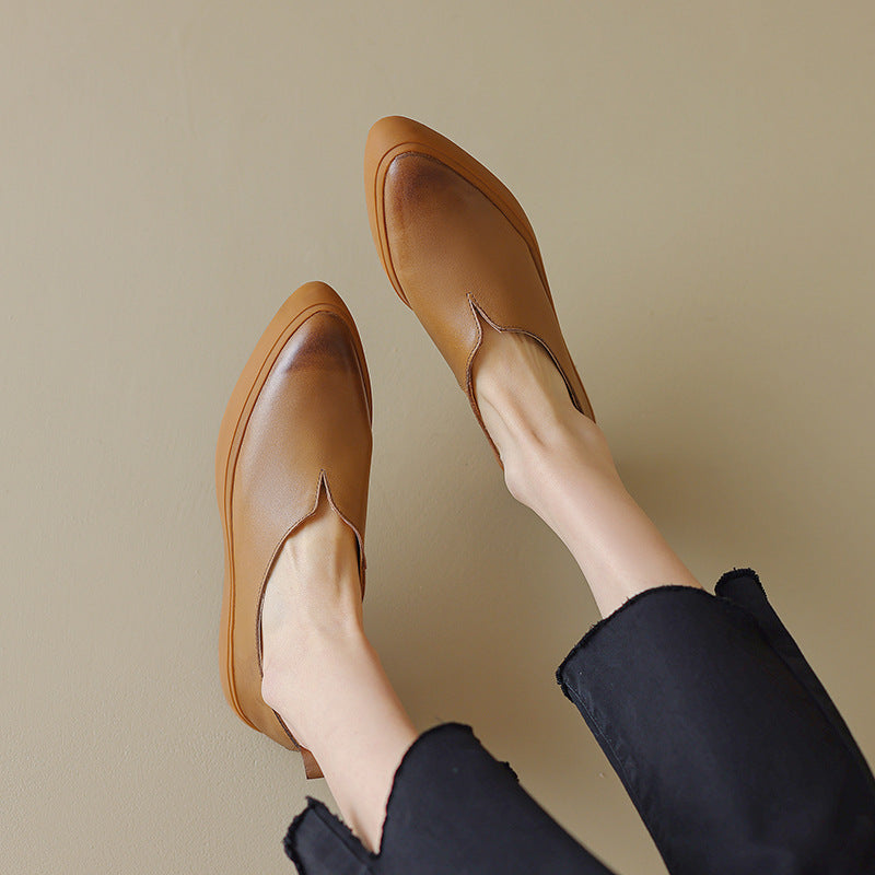 Sophia Women’s Leather Slip-On Shoes – Comfort Full-Grain Leather Sneakers