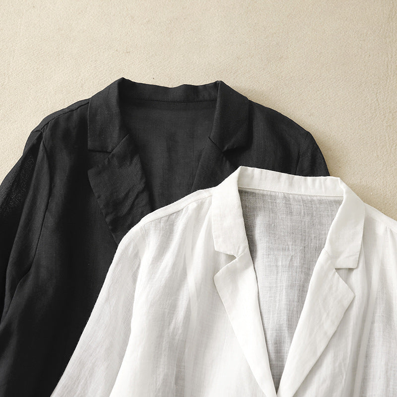 Mia Women’s Linen Blazer – Lightweight 3-Button Jacket with Front Open Pockets