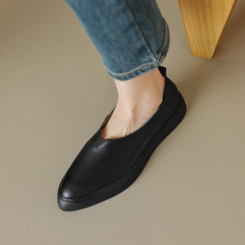 Sophia Women’s Leather Slip-On Shoes – Comfort Full-Grain Leather Sneakers