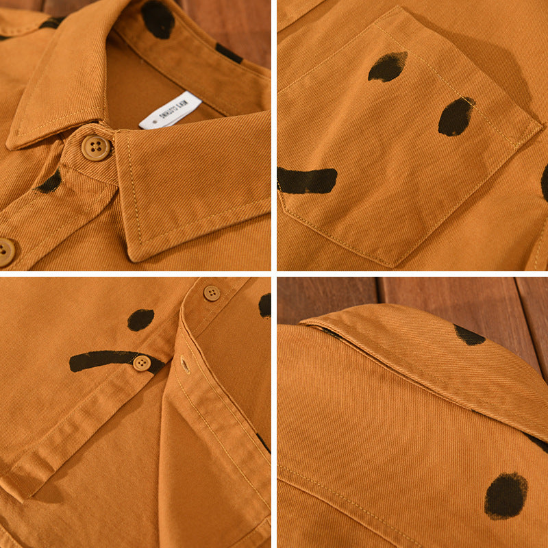 Soriano Men’s Long Sleeve Shirt – Soft Cotton Tee with Abstract Smiley Print