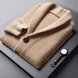 Matthew Men’s Waffle Knit Cardigan – Premium Knit Blend & Shawl Collar
