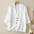 Mia Women’s Linen Blazer – Lightweight 3-Button Jacket with Front Open Pockets