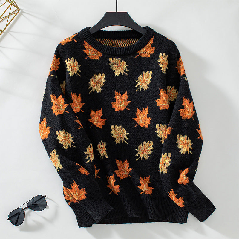 Avery Maplewood Women’s Sweater – Autumn-Inspired Leaf Pattern Pullover