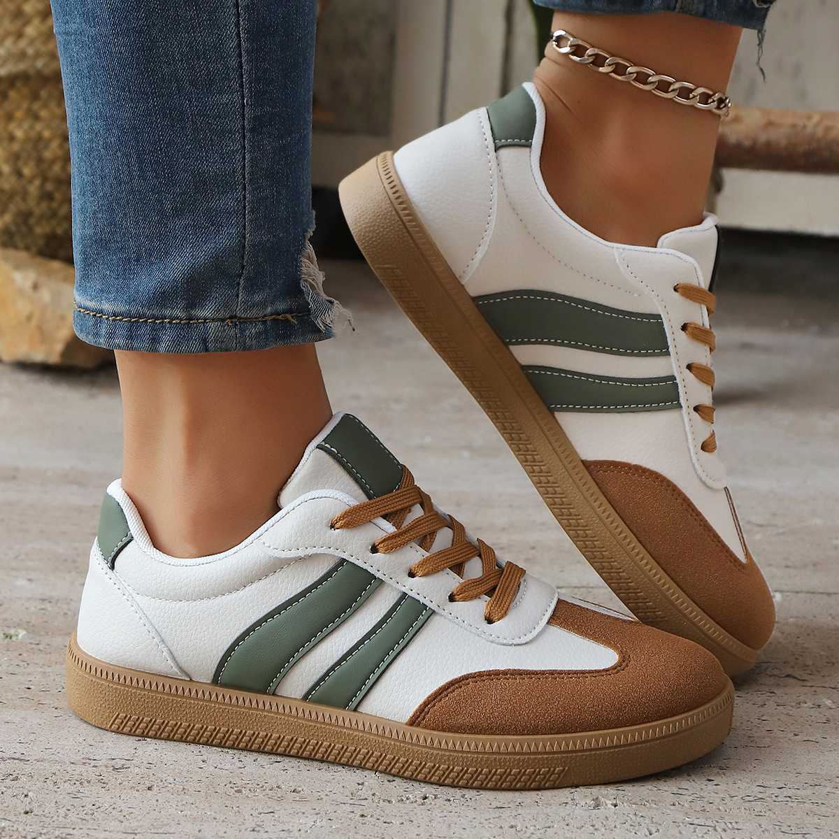 Geneva Women's Trainer - Retro-inspired Lightweight Leather & Suede Sneakers