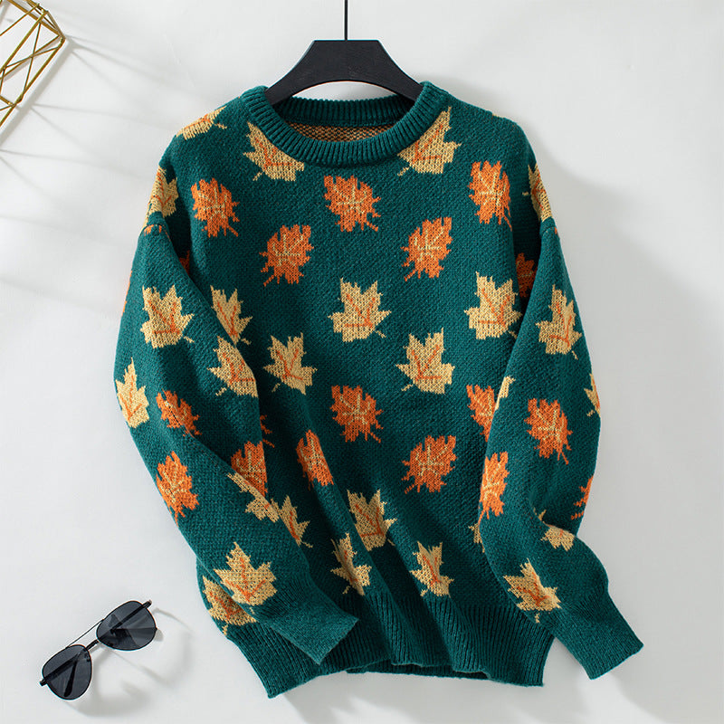 Avery Maplewood Women’s Sweater – Autumn-Inspired Leaf Pattern Pullover