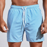 Malibu Quick-Dry Mens Swim Trunks – Lightweight Striped Design with Adjustable Drawstring 2