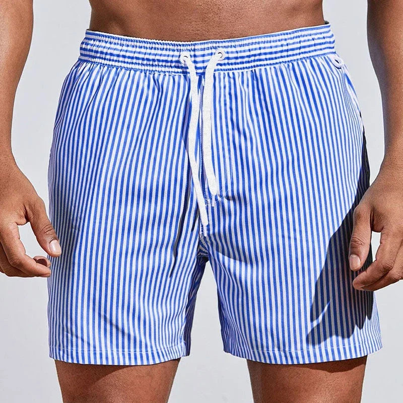 Malibu Quick-Dry Mens Swim Trunks – Lightweight Striped Design with Adjustable Drawstring 4