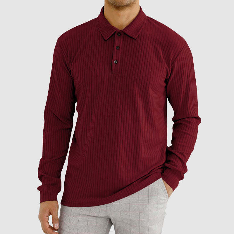 Martiano Ribbed Knit Polo Shirt – Soft Stretch Tailored Casual Pullover