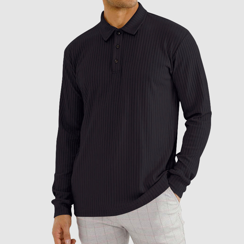 Martiano Ribbed Knit Polo Shirt – Soft Stretch Tailored Casual Pullover
