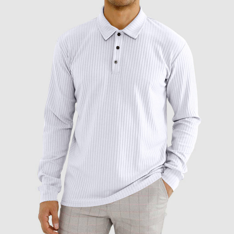 Martiano Ribbed Knit Polo Shirt – Soft Stretch Tailored Casual Pullover