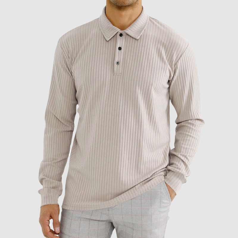 Martiano Ribbed Knit Polo Shirt – Soft Stretch Tailored Casual Pullover