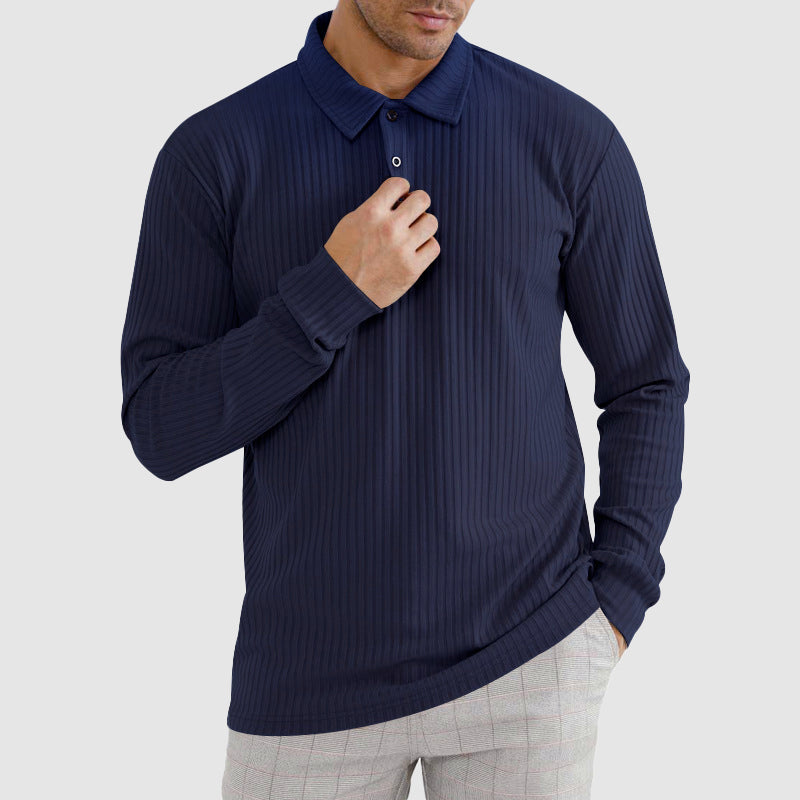 Martiano Ribbed Knit Polo Shirt – Soft Stretch Tailored Casual Pullover
