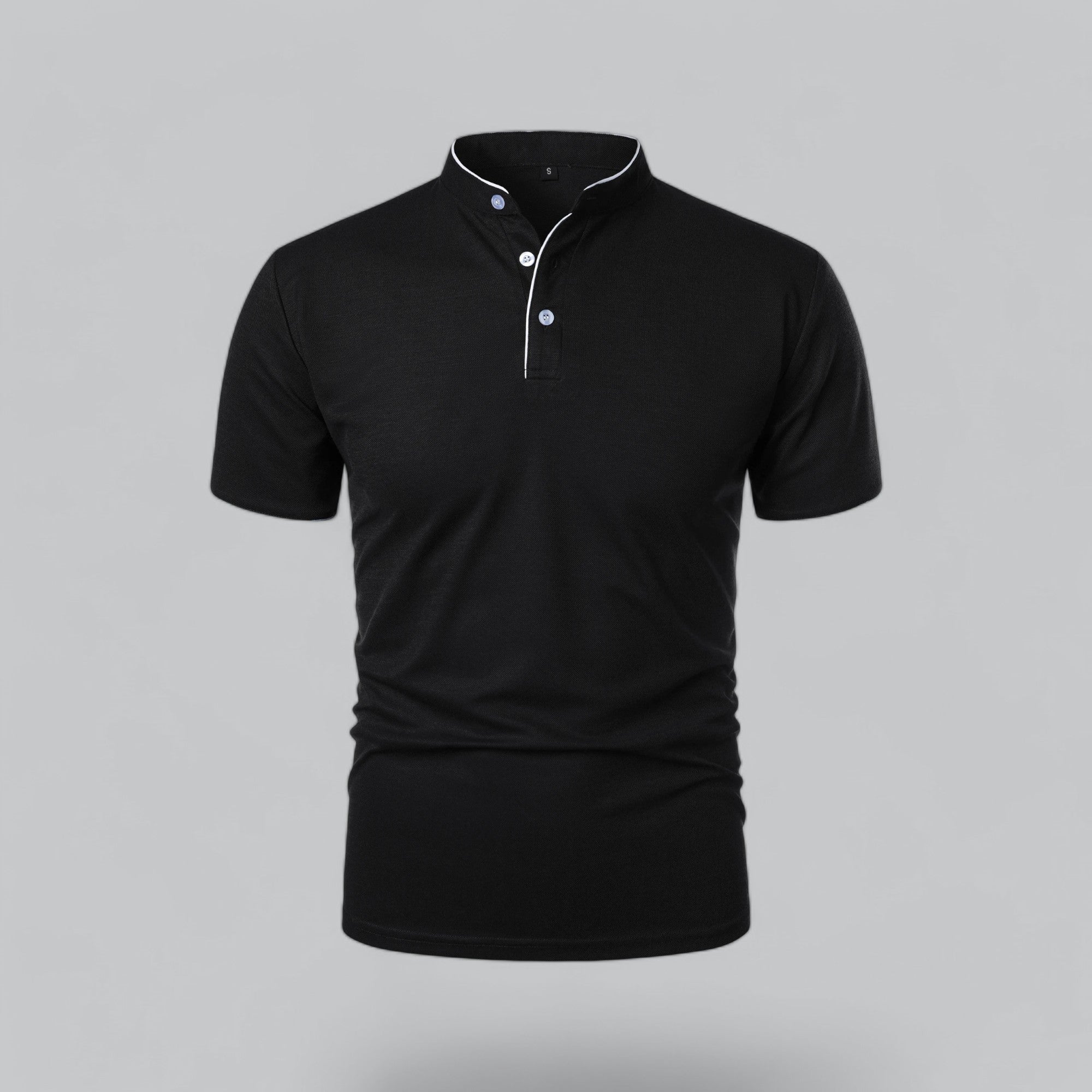 Leandro Collarless Performance Polo Shirt — Lightweight Breathable Casual Top