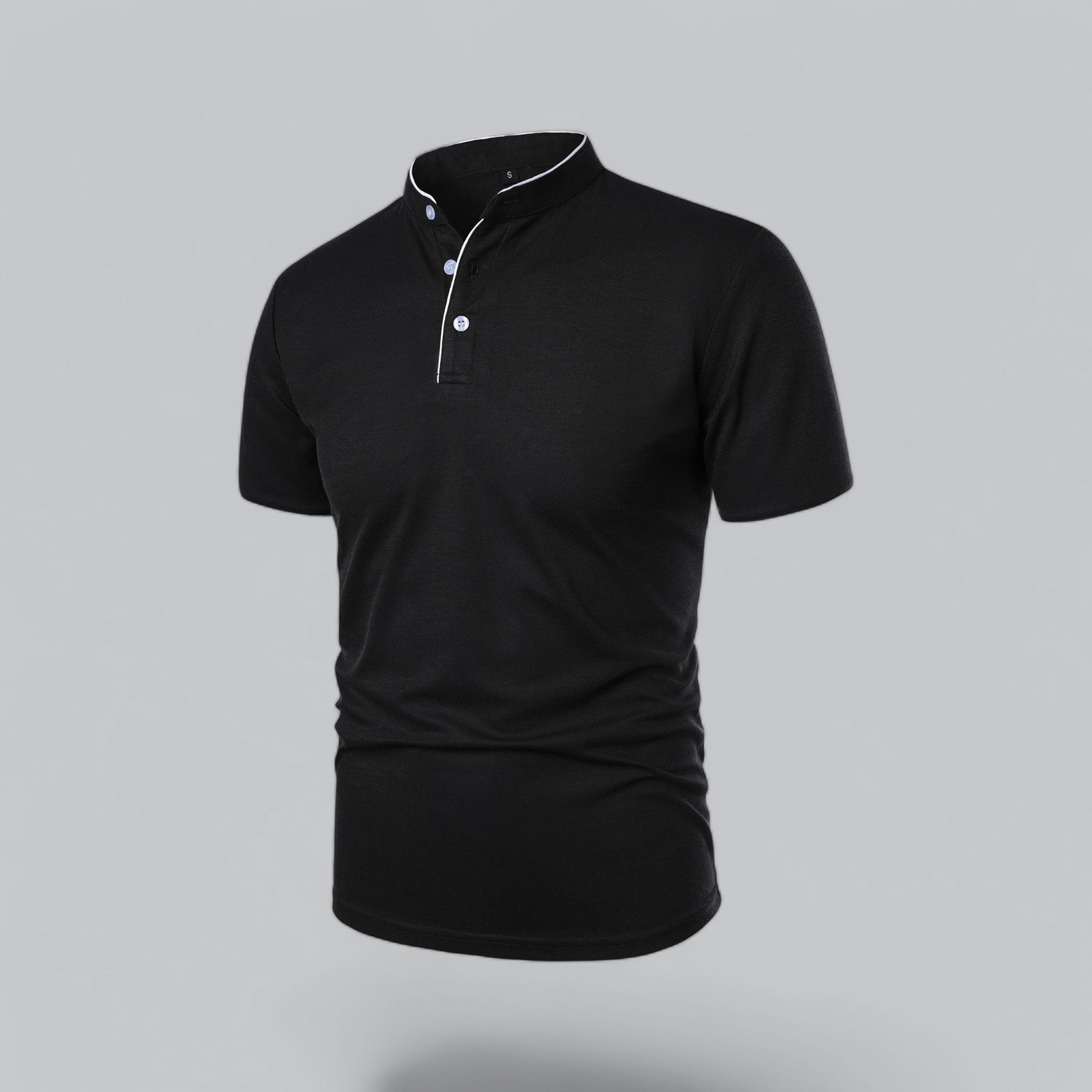 Leandro Collarless Performance Polo Shirt — Lightweight Breathable Casual Top
