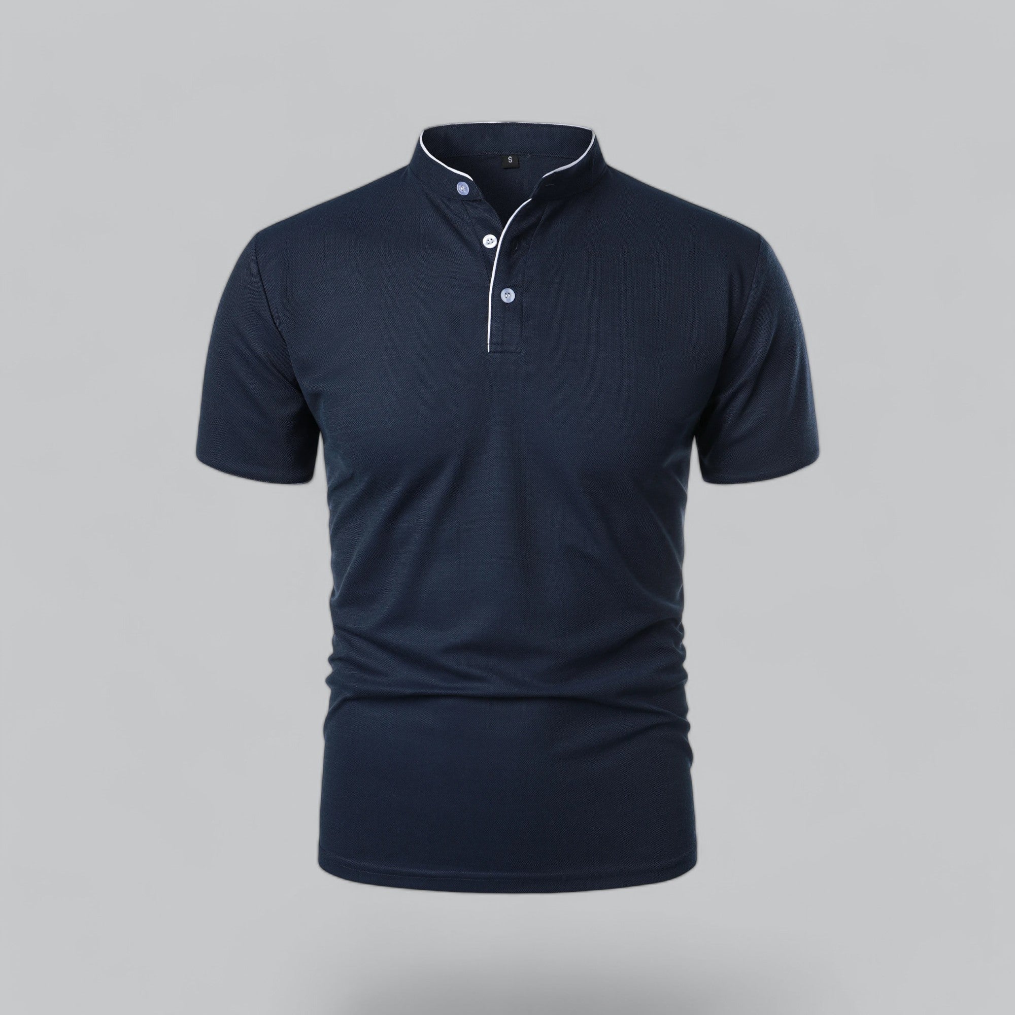 Leandro Collarless Performance Polo Shirt — Lightweight Breathable Casual Top