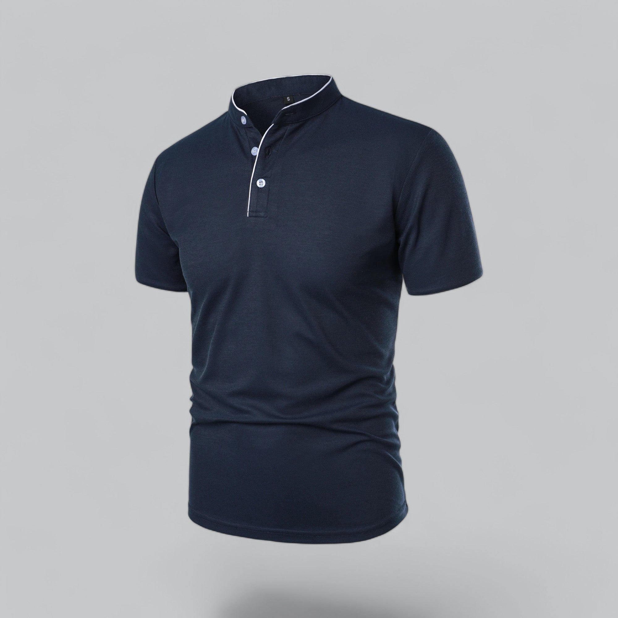 Leandro Collarless Performance Polo Shirt — Lightweight Breathable Casual Top