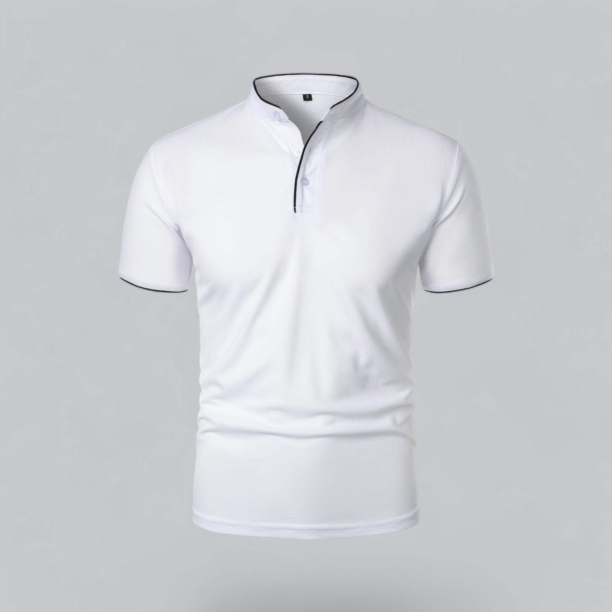 Leandro Collarless Performance Polo Shirt — Lightweight Breathable Casual Top