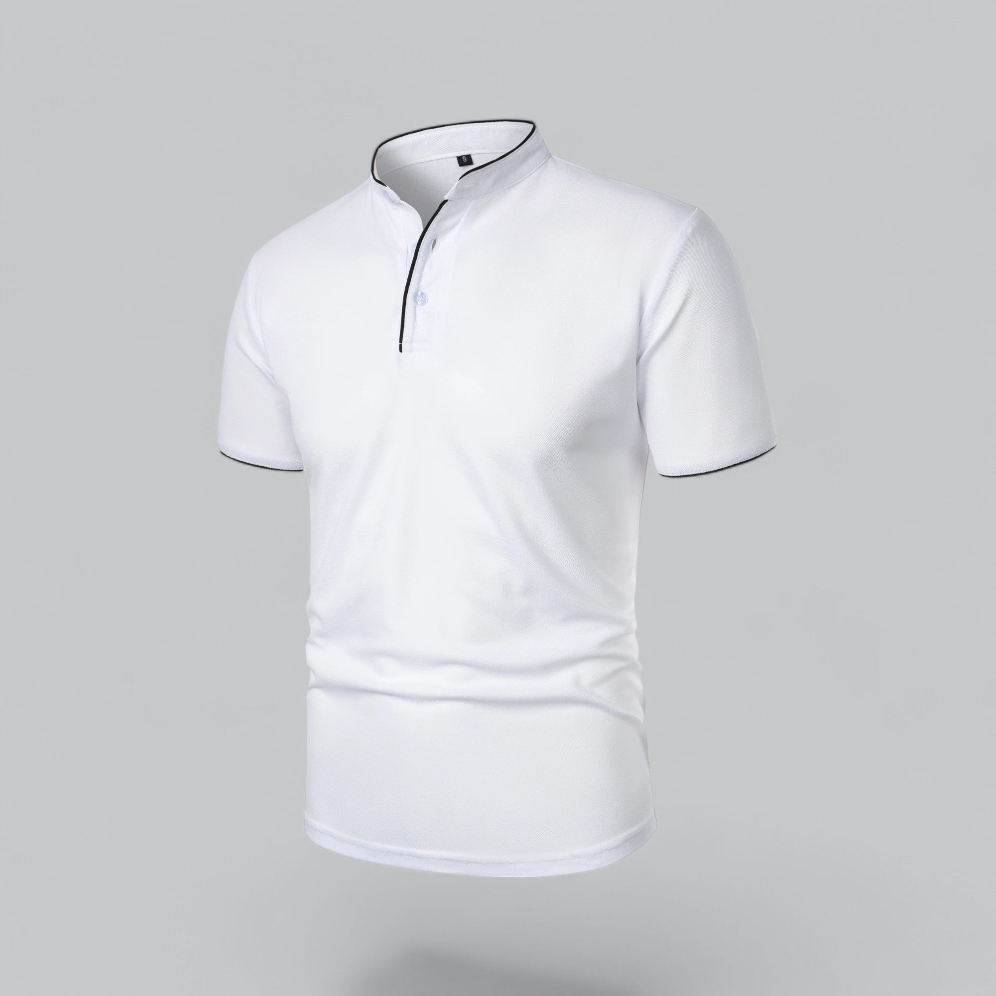 Leandro Collarless Performance Polo Shirt — Lightweight Breathable Casual Top
