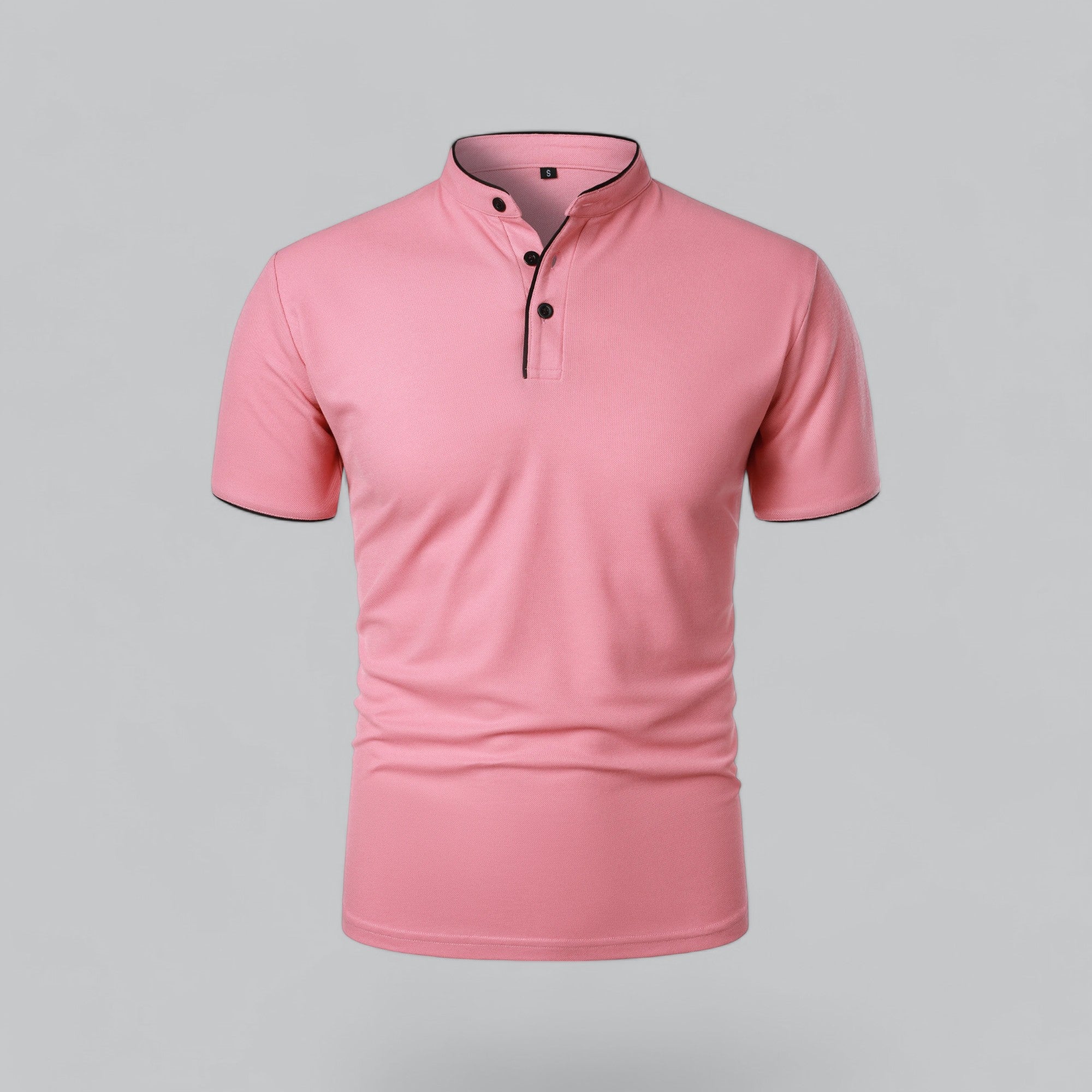 Leandro Collarless Performance Polo Shirt — Lightweight Breathable Casual Top