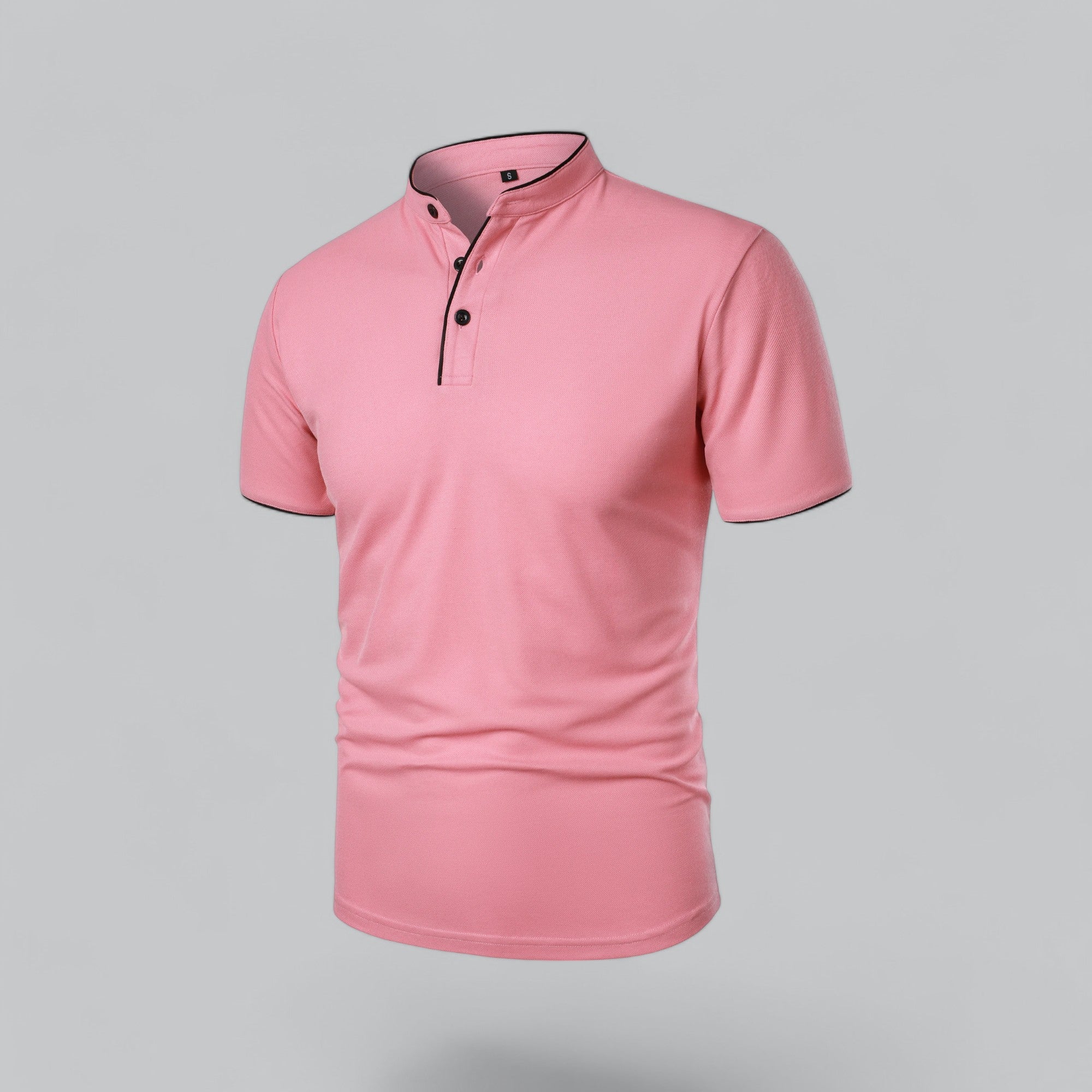 Leandro Collarless Performance Polo Shirt — Lightweight Breathable Casual Top