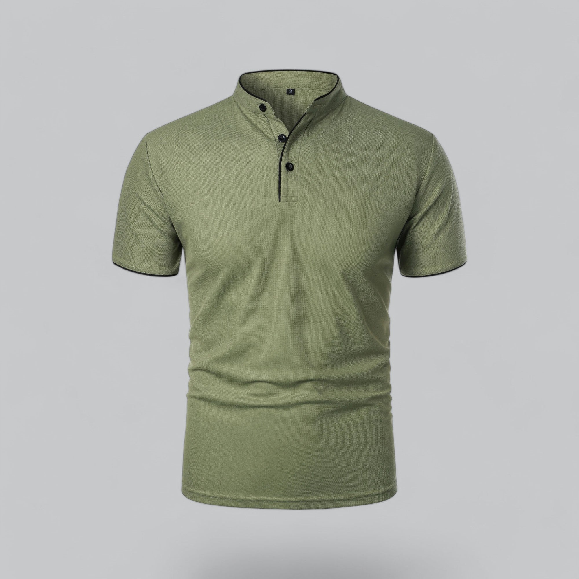 Leandro Collarless Performance Polo Shirt — Lightweight Breathable Casual Top