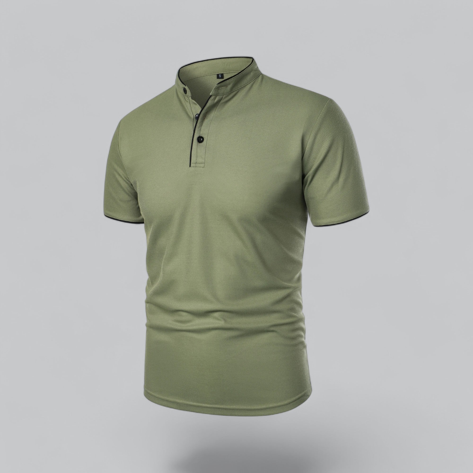 Leandro Collarless Performance Polo Shirt — Lightweight Breathable Casual Top