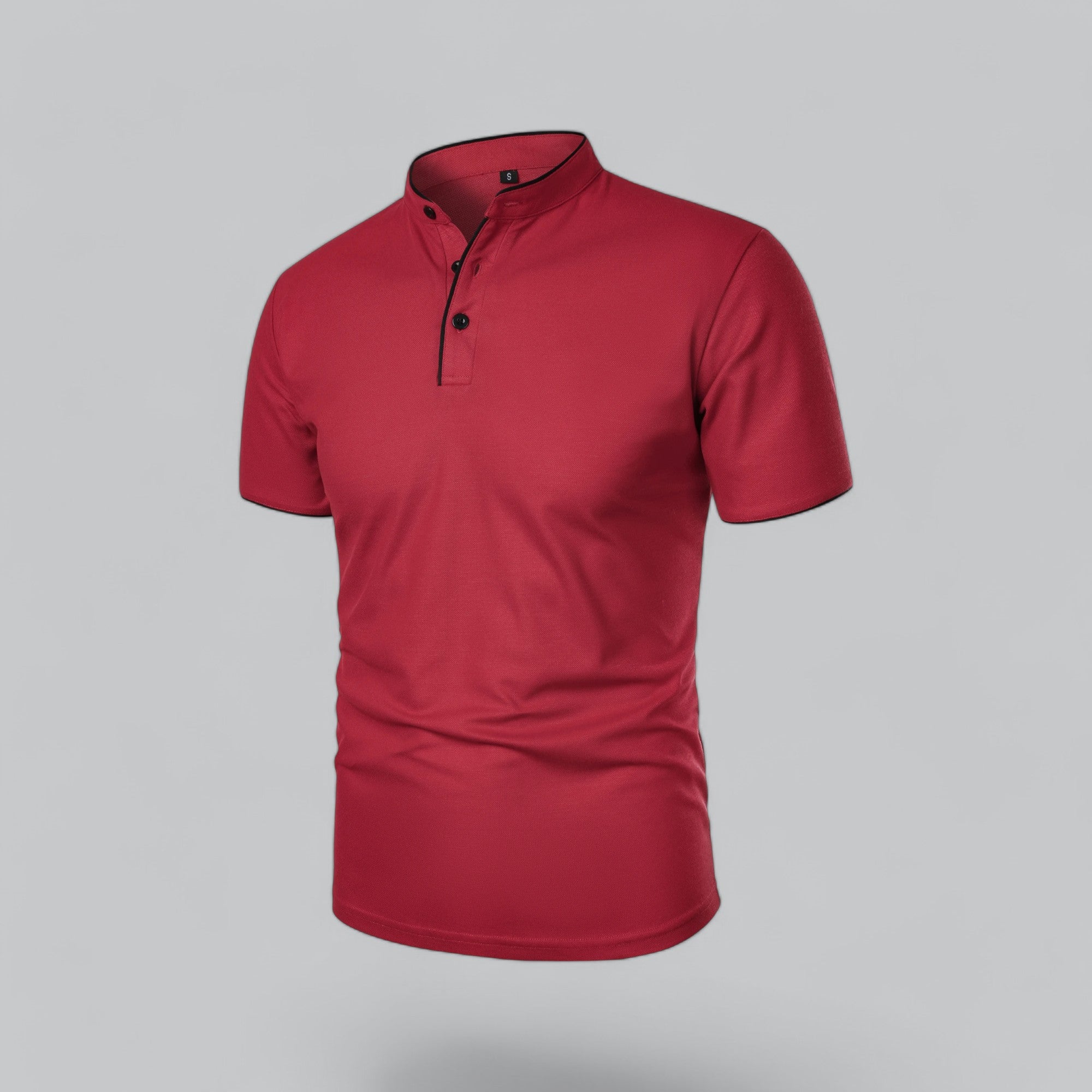 Leandro Collarless Performance Polo Shirt — Lightweight Breathable Casual Top