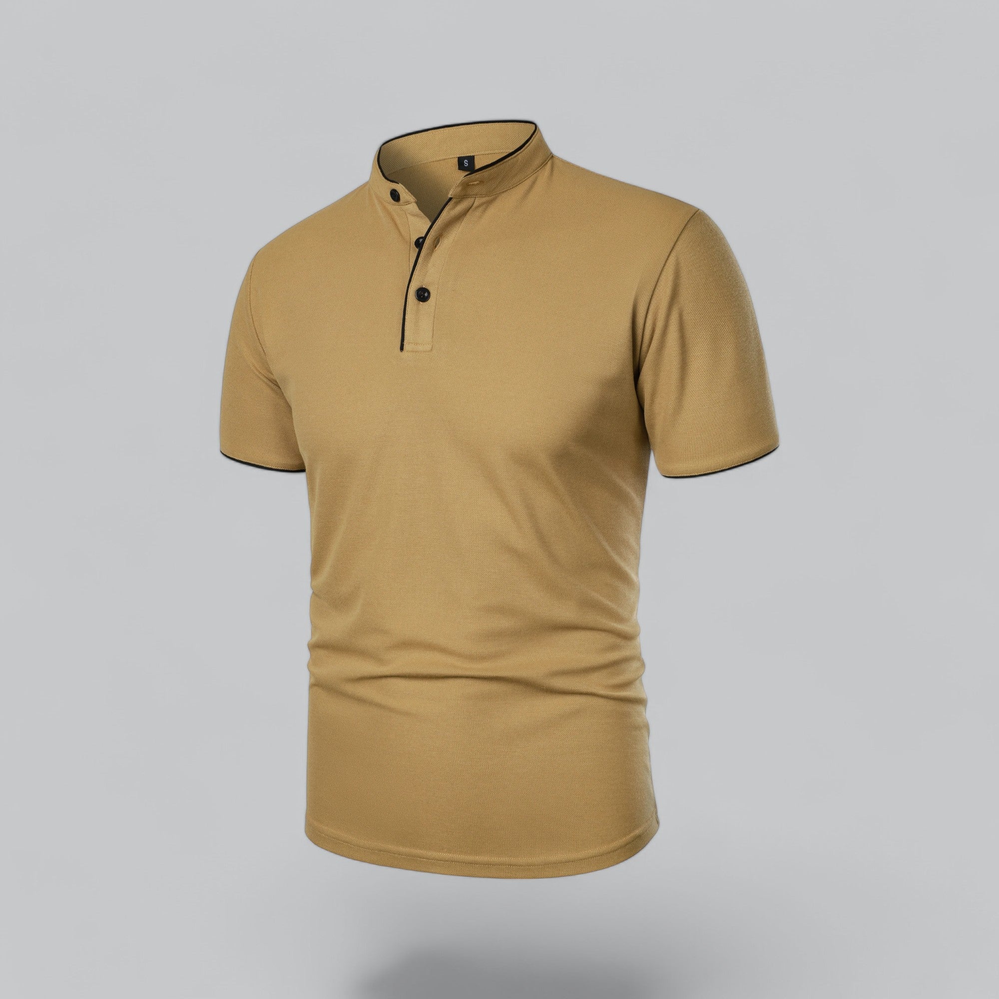 Leandro Collarless Performance Polo Shirt — Lightweight Breathable Casual Top