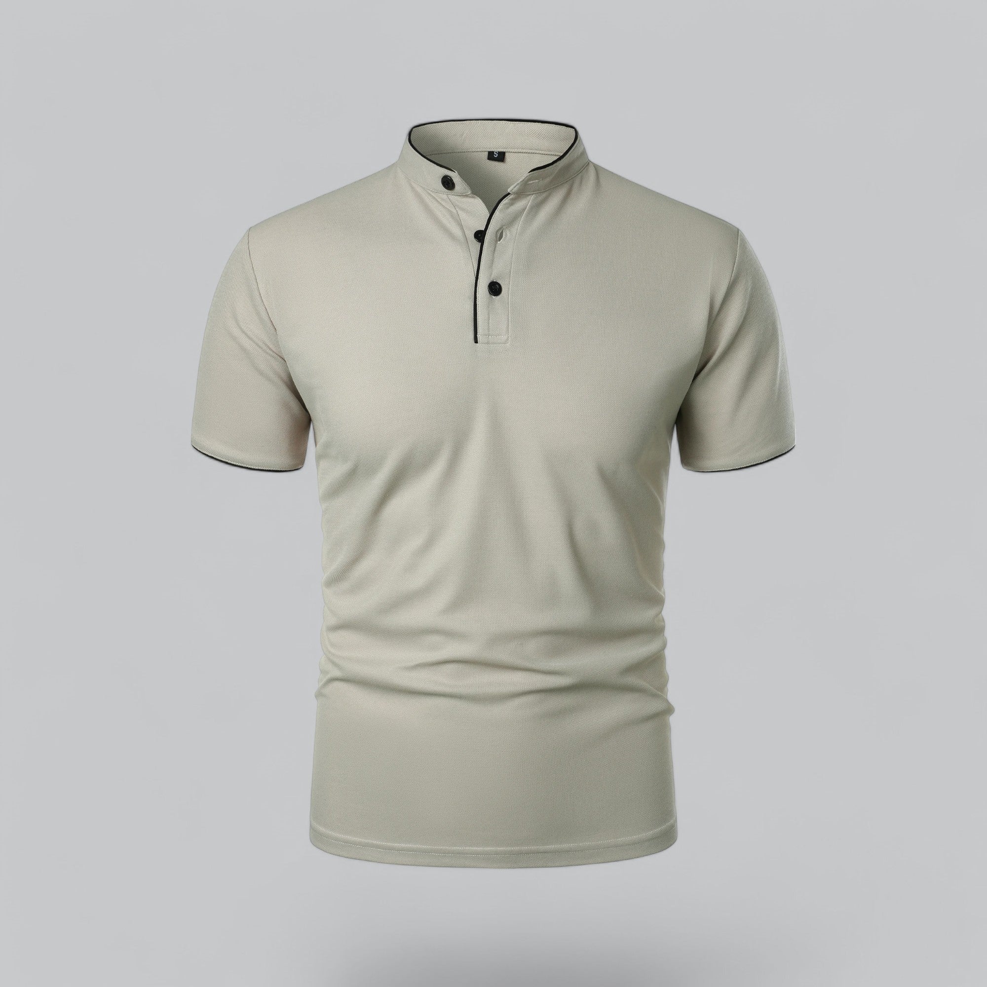 Leandro Collarless Performance Polo Shirt — Lightweight Breathable Casual Top