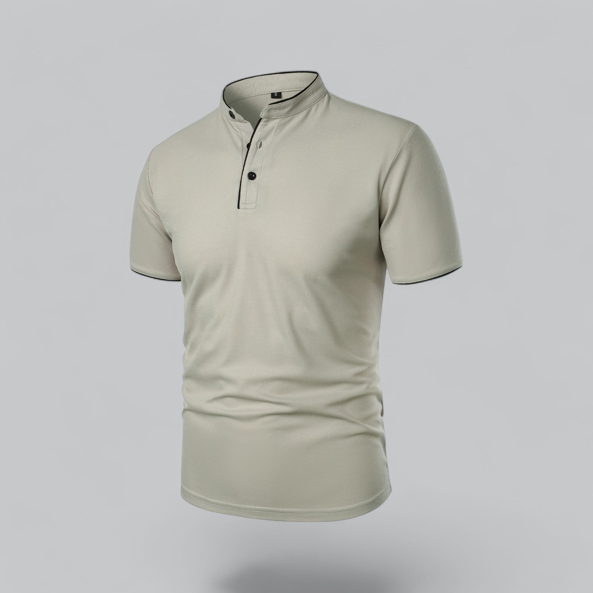 Leandro Collarless Performance Polo Shirt — Lightweight Breathable Casual Top