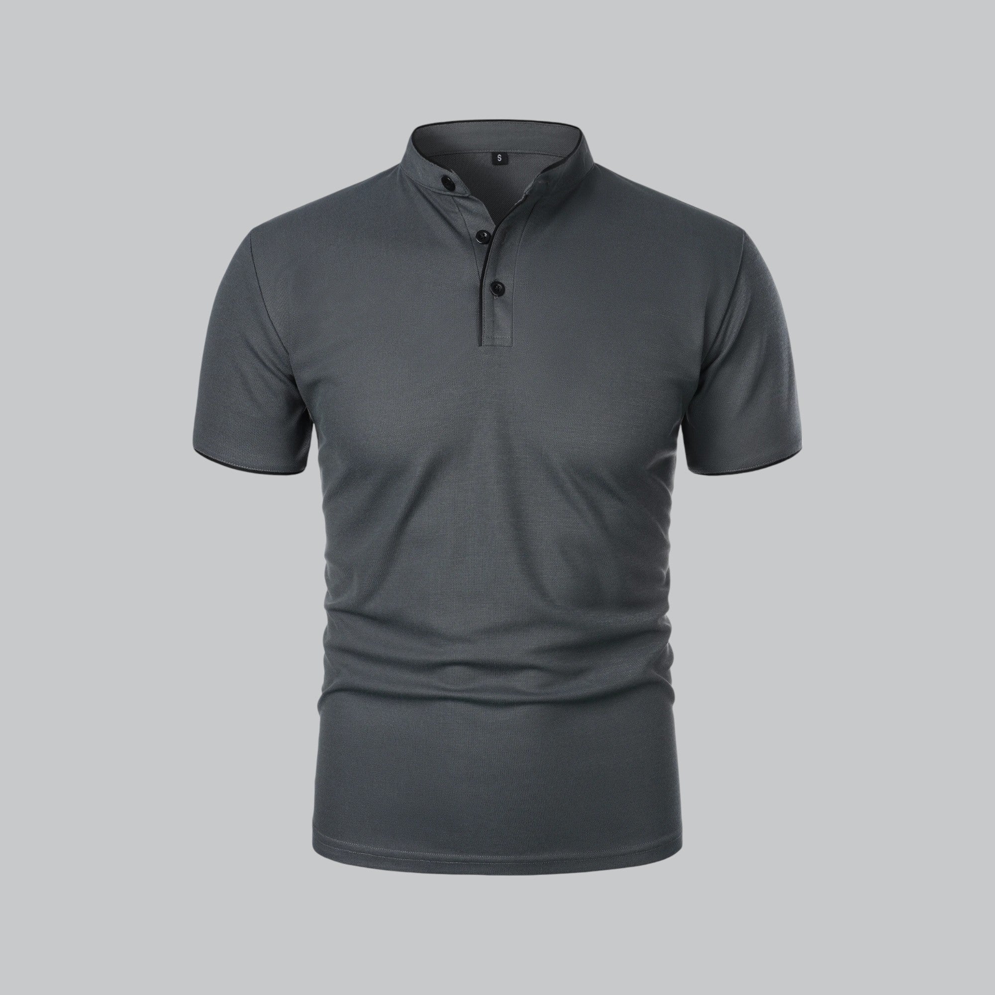 Leandro Collarless Performance Polo Shirt — Lightweight Breathable Casual Top