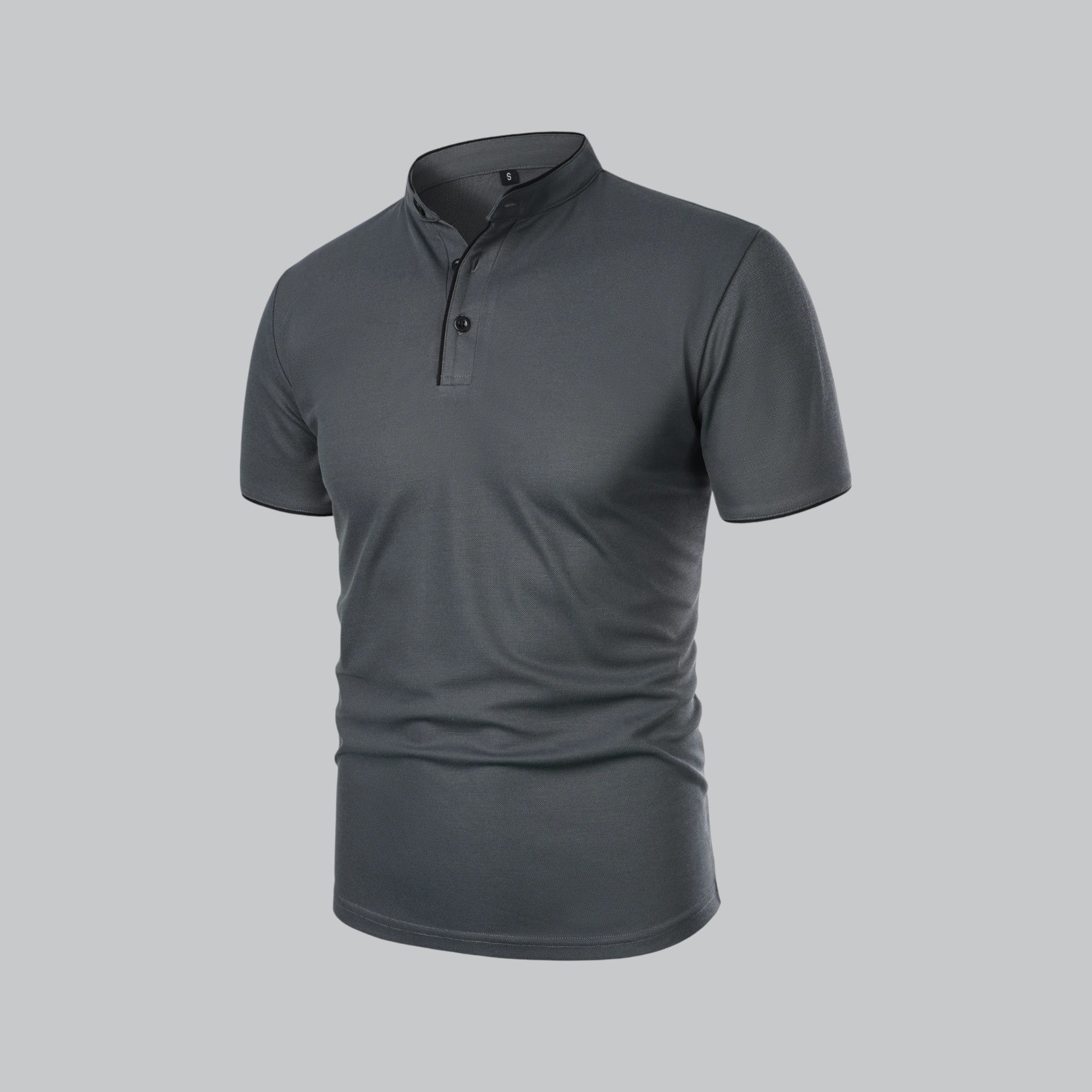 Leandro Collarless Performance Polo Shirt — Lightweight Breathable Casual Top