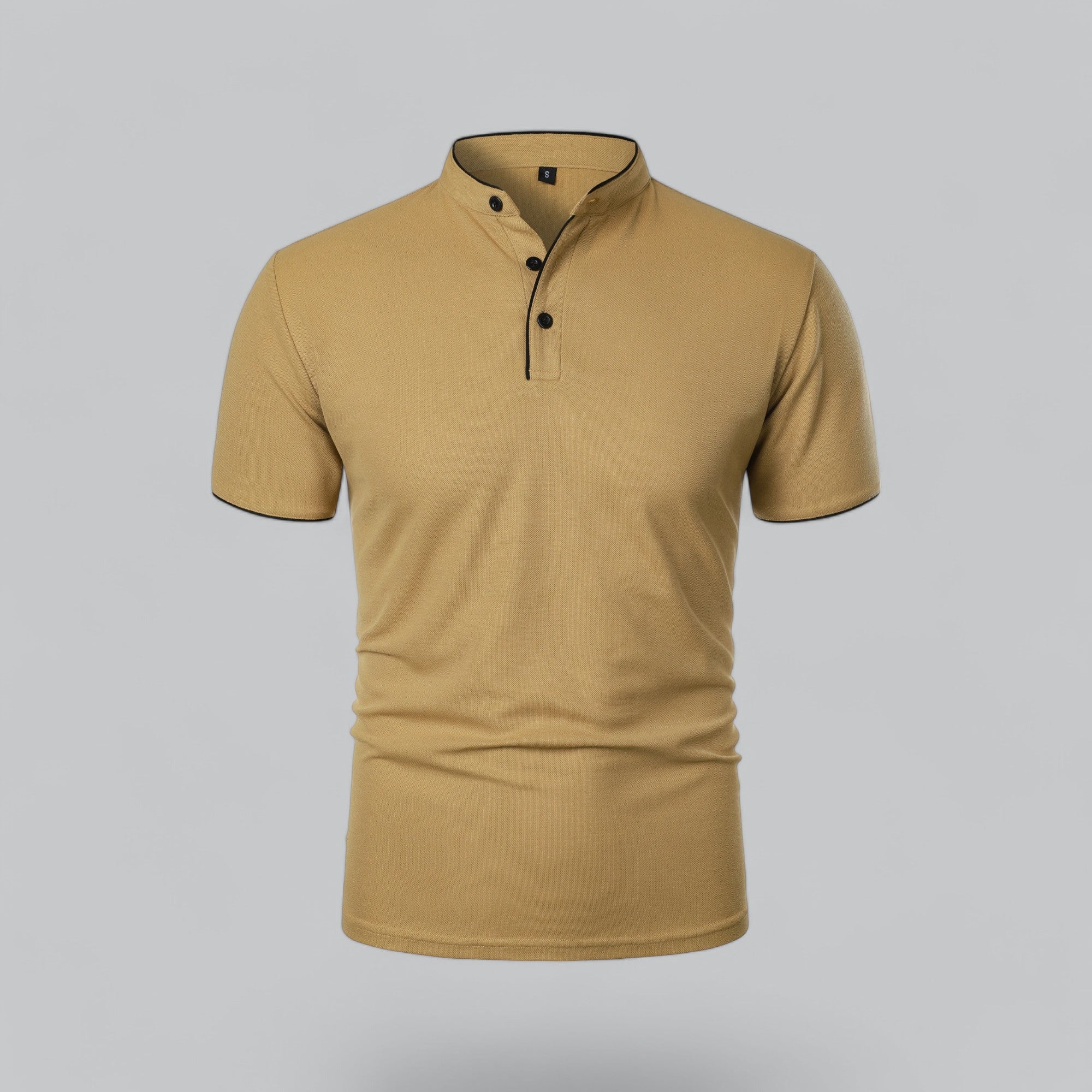 Leandro Collarless Performance Polo Shirt — Lightweight Breathable Casual Top