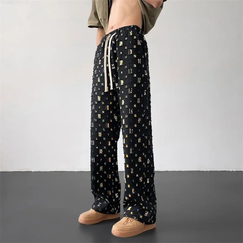Metro Chic Straight Fit Trousers – Premium Cotton Blend with Unique Pattern 4