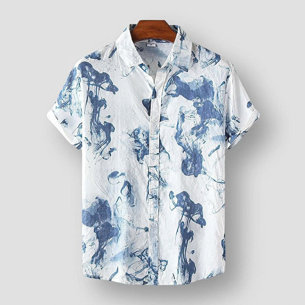 Miami Tropical Print Men's Shirt – Soft Cotton-Polyester Blend with Relaxed Fit 0