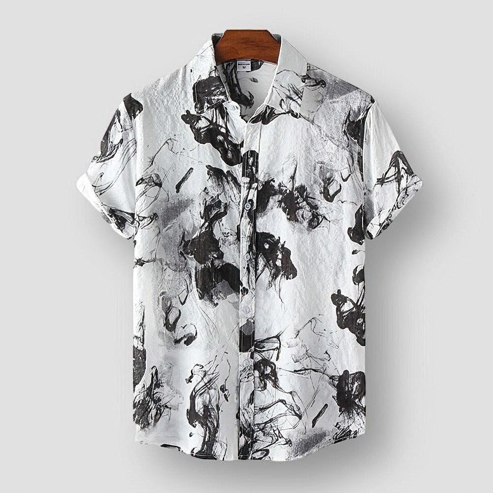 Miami Tropical Print Men's Shirt – Soft Cotton-Polyester Blend with Relaxed Fit 1