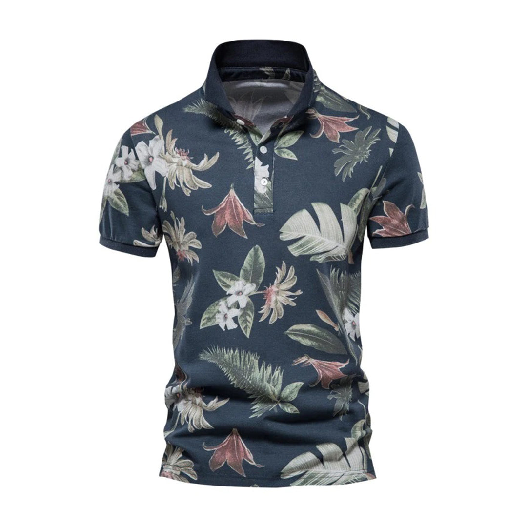 Miami Tropical Slim Fit Polo Shirt – Breathable Fiber Blend for Summer Style 0