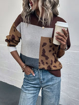 Mila Leopard Patchwork Sweater – Cozy Knit with Relaxed Fit for Women 1