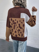 Mila Leopard Patchwork Sweater – Cozy Knit with Relaxed Fit for Women 5