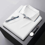 Milan Tailored Mens Polo Shirt – Luxurious Mulberry Silk Blend with Classic V-Neck 0