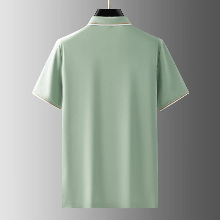 Milan Tailored Mens Polo Shirt – Luxurious Mulberry Silk Blend with Classic V-Neck 3