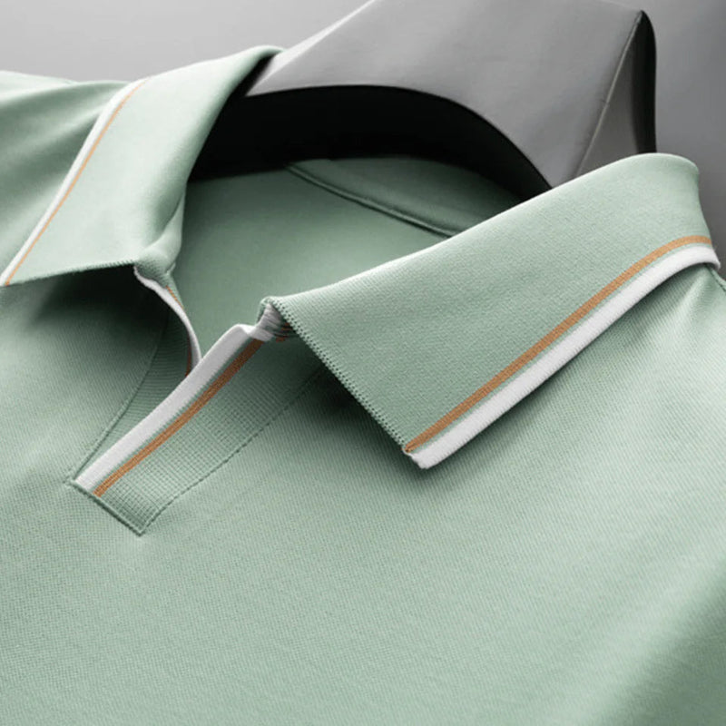 Milan Tailored Mens Polo Shirt – Luxurious Mulberry Silk Blend with Classic V-Neck 4