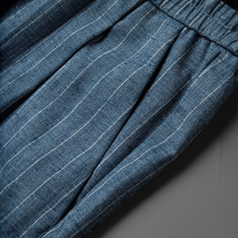 Renzo Linen Pants – Men’s Straight Leg Trousers with Elastic Waistband