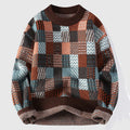 Marlowe Women’s Chunky Knit Sweater – Multicolor Patchwork Texture