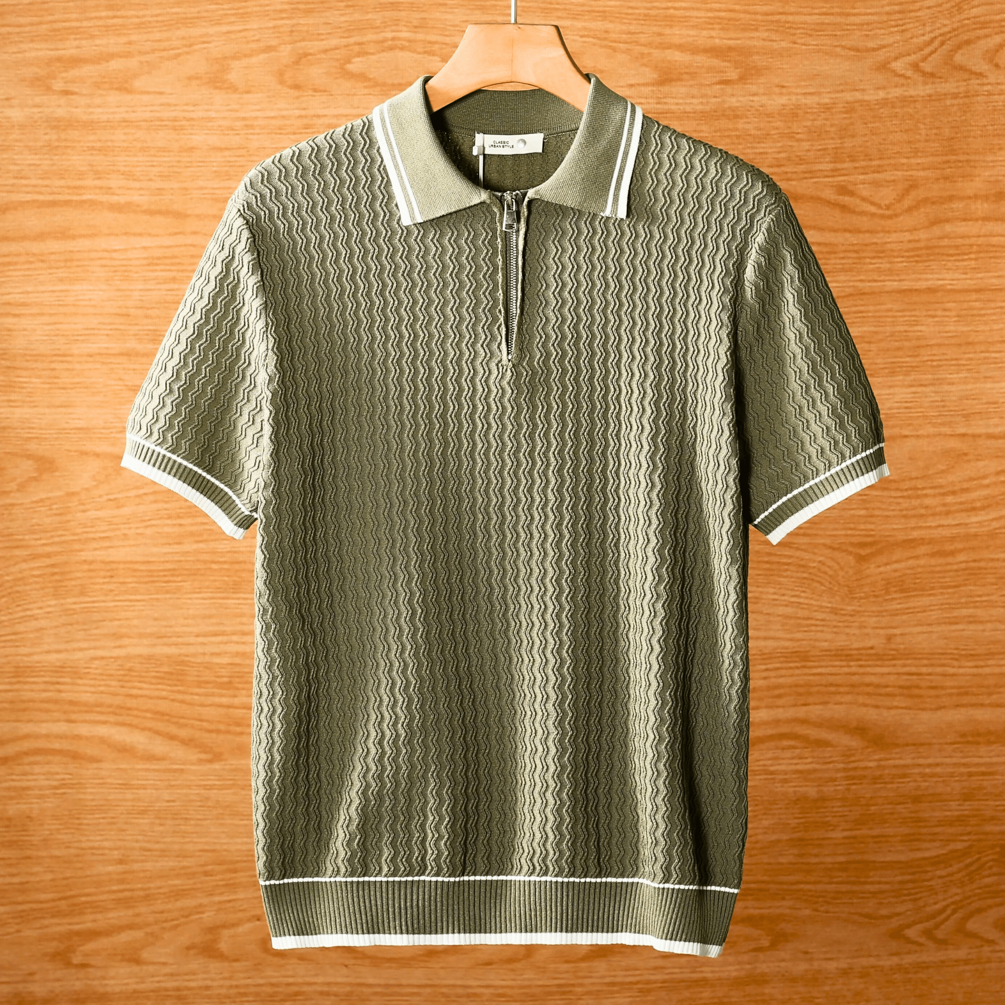 Nashville Slim Fit Polo Shirt – Premium Textured Knit with Half-Zip Collar 0