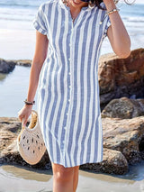 Nina Striped Summer Dress – Lightweight Linen Blend with Relaxed Fit 0