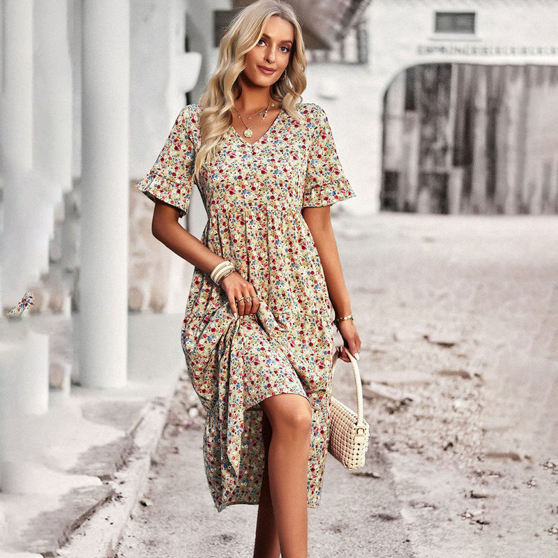 Nora Floral Summer Dress – Lightweight Polyester with Flattering Midi Fit 0